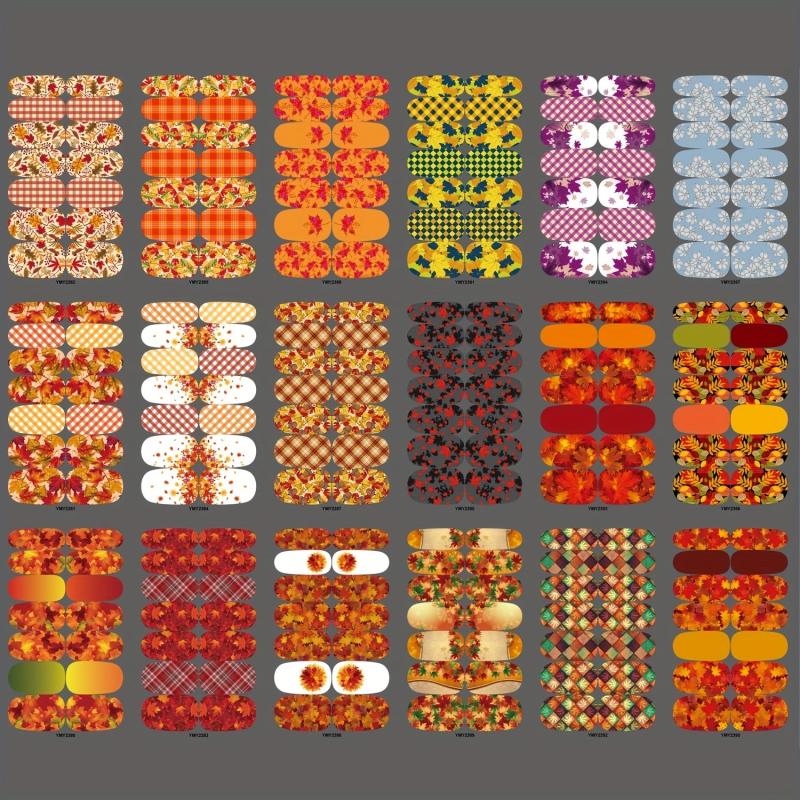Maple Leaf Nail Art Stickers Full Wrap Nail Polish Strips with Files