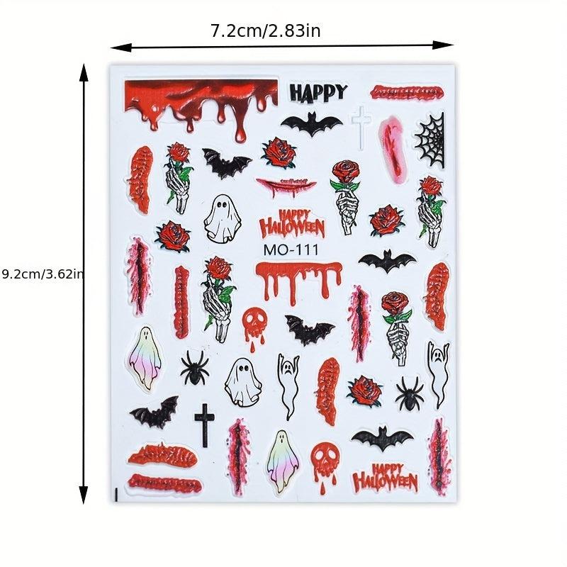 5D Halloween Nail Stickers Eyeball Skull Spider