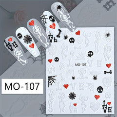 5D Halloween Nail Stickers Eyeball Skull Spider
