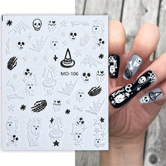 5D Halloween Nail Stickers Eyeball Skull Spider