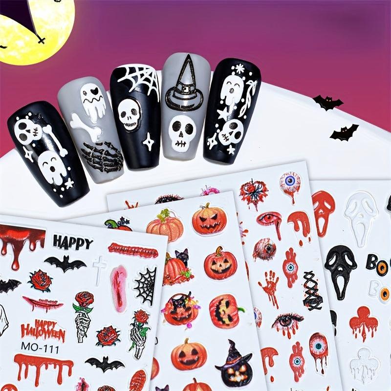 5D Halloween Nail Stickers Eyeball Skull Spider