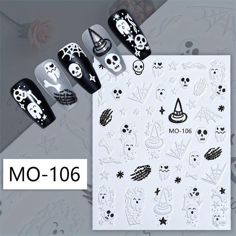 5D Halloween Nail Stickers Eyeball Skull Spider