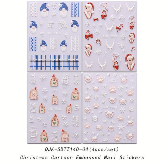 5D Christmas Nail Art Stickers Snowflake Decals Self Adhesive for DIY or Salons