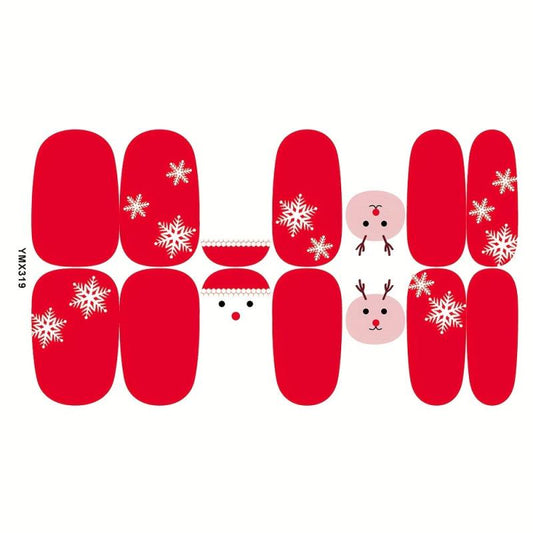 8pk Christmas & Halloween Nail Stickers Full Nail Wraps Holiday Nail Art Decals