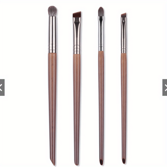 4 Pcs Goat Hair Makeup Brush Set for Eyes, Lips - Natural Hair Brushes