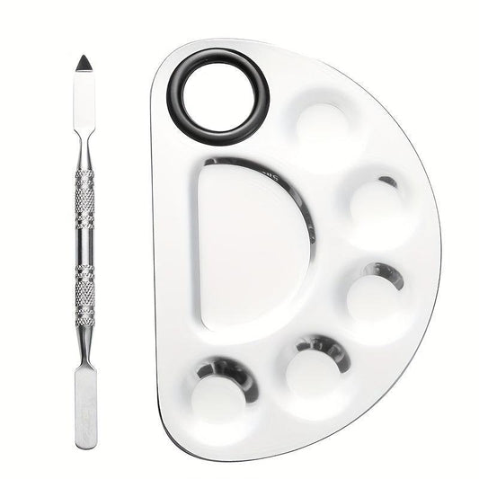 Makeup Mixing Palette Spatula Kit Stainless Steel Metal Mixing Tray With Spatula