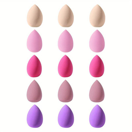 15pcs Mini Makeup Sponge Set for Wet and Dry Use - Ideal for Beginners