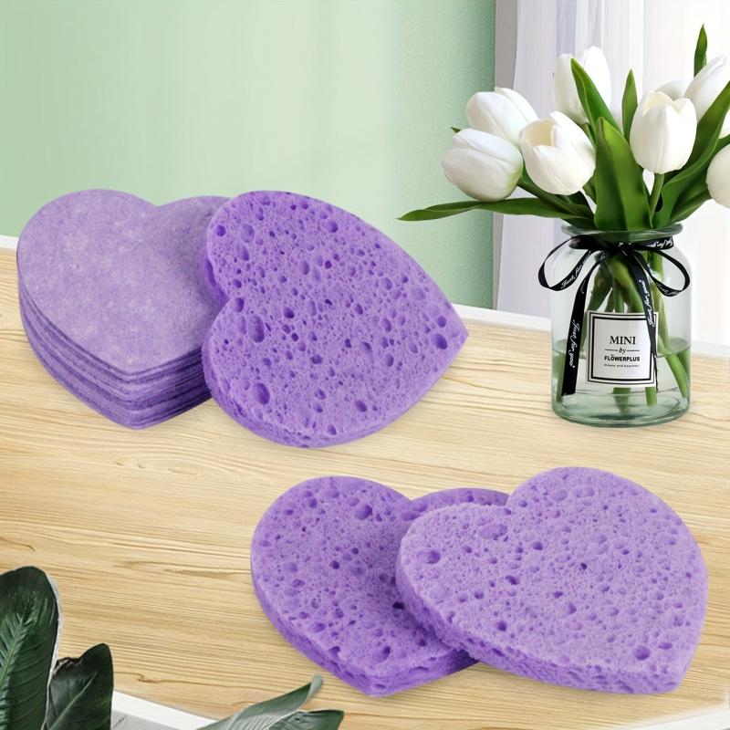 20 Heart Shape Compressed Facial Sponges Natural Cleansing Pads