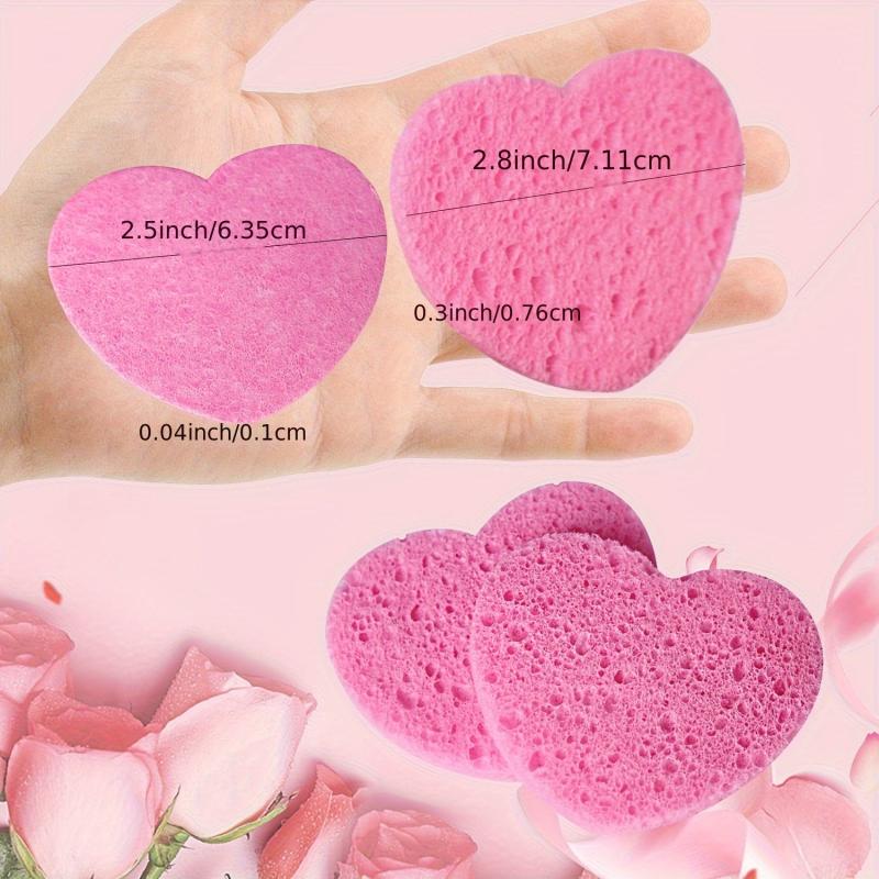 20 Heart Shape Compressed Facial Sponges Natural Cleansing Pads