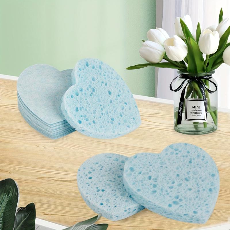 20 Heart Shape Compressed Facial Sponges Natural Cleansing Pads