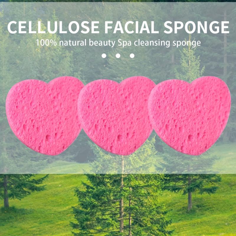 20 Heart Shape Compressed Facial Sponges Natural Cleansing Pads