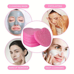 20 Heart Shape Compressed Facial Sponges Natural Cleansing Pads