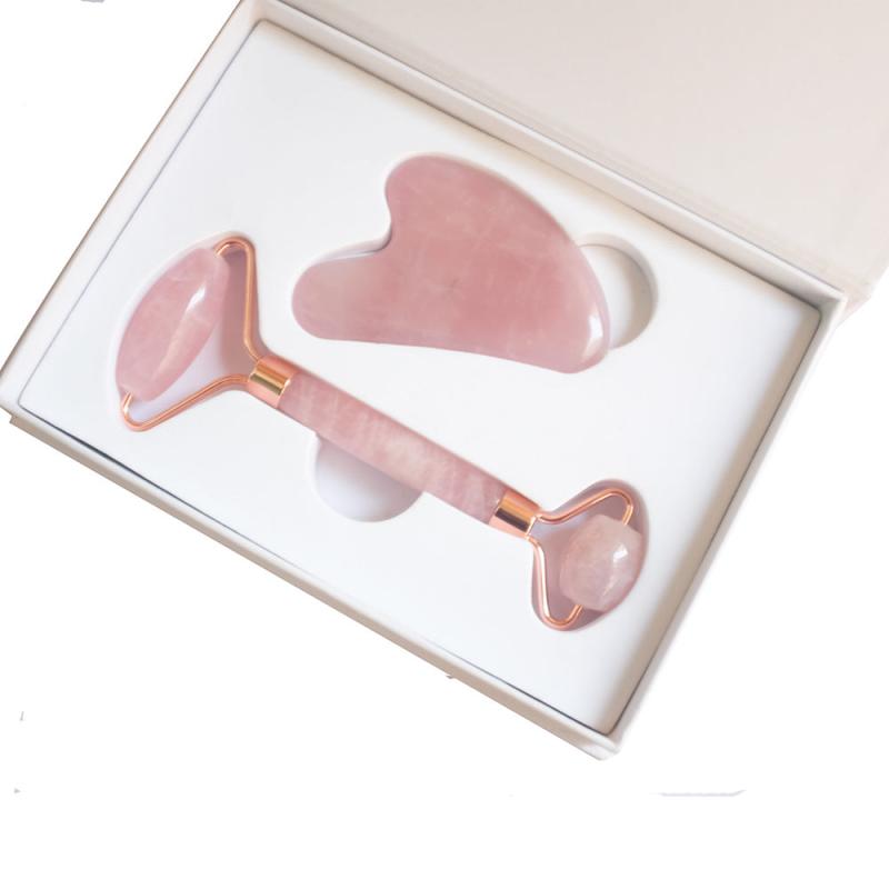 Natural Quartz Jade Roller For Face Massage Gua Sha Scraper Gift