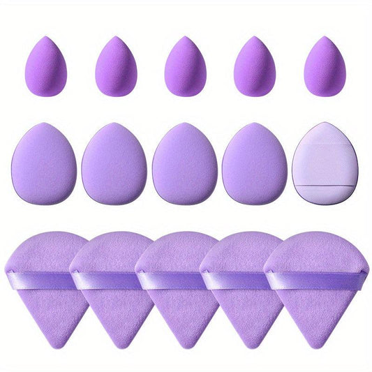 15pcs Facial Makeup Tools Set with Sponges and Powder Puffs
