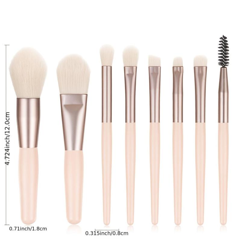Mini Macaroon Brush Set Eyeshadow Makeup Tool 8 Sticks With Bag