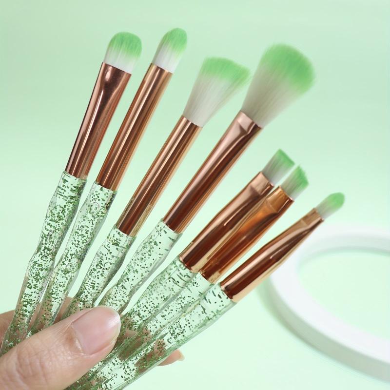 Green Makeup Brush Kit 7pcs Soft Bristles Ideal Gift Idea