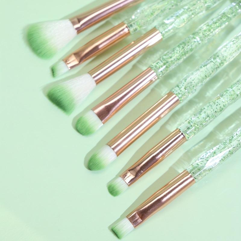 Green Makeup Brush Kit 7pcs Soft Bristles Ideal Gift Idea