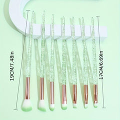 Green Makeup Brush Kit 7pcs Soft Bristles Ideal Gift Idea