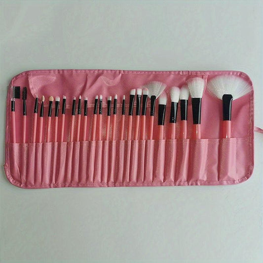 24pcs Synthetic Kabuki Foundation Brush Set with Brush Bag