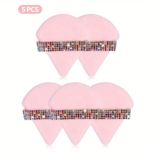 5 Pcs Colorful Crystal Face Soft Makeup Puffs Triangle Powder Puffs