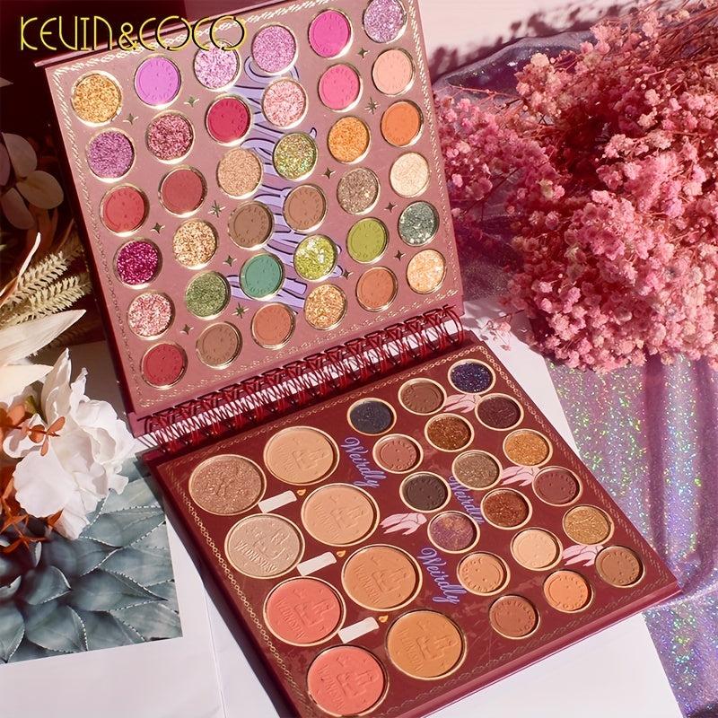 Long-Lasting 62-Color Eyeshadow Palette - Pearly Matte & Bright Earth Tones