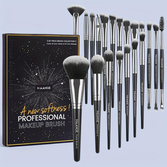 20 Pcs Makeup Brush Set Synthetic Powder Concealers Eye Shadows Eyeliner