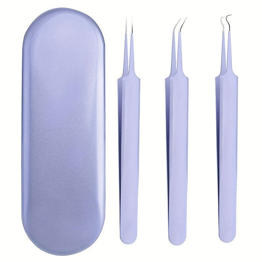 3pcs Blackhead Remover Tweezers Pimple Popper Tool Kit