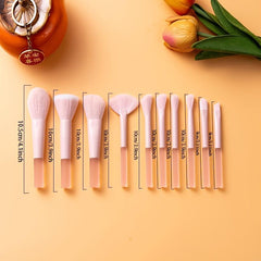 10-Piece Pink Makeup Brush Set for Beginners - Eyeshadow Concealer Powder Blush