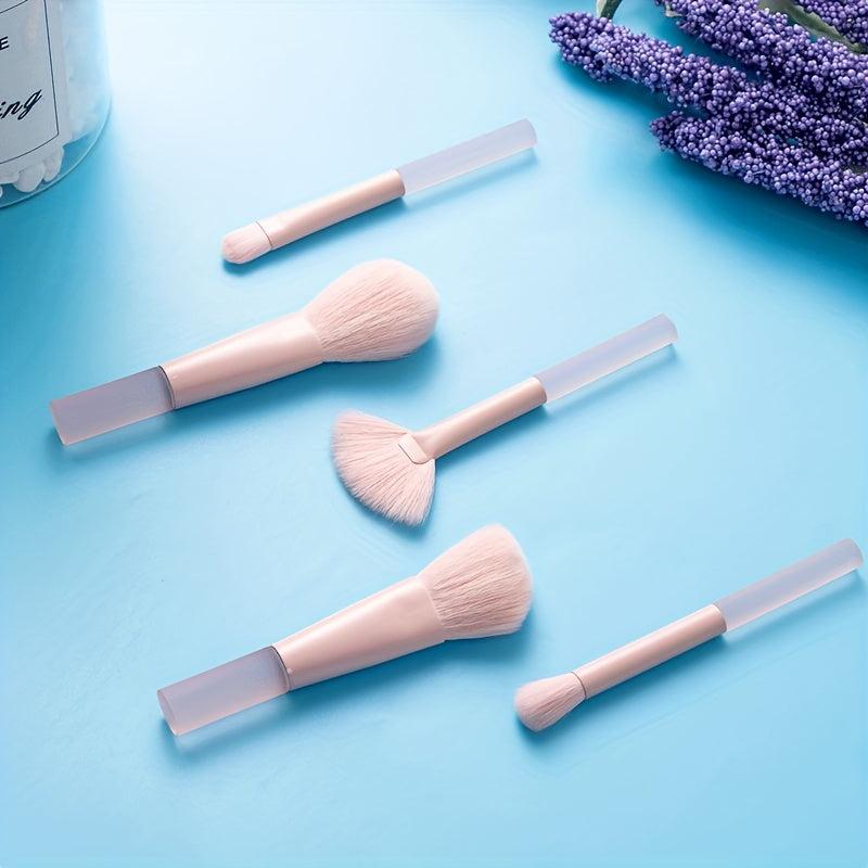 10-Piece Pink Makeup Brush Set for Beginners - Eyeshadow Concealer Powder Blush