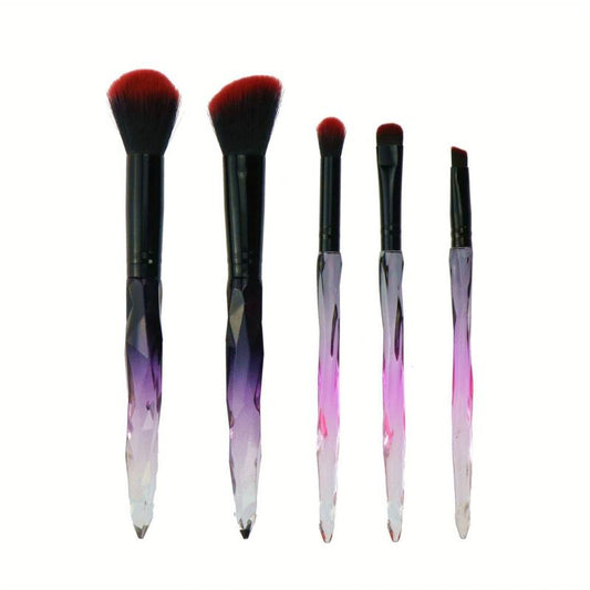 5-Piece Crystal Handle Makeup Brush Set: Blush Eyeshadow Brow Powder