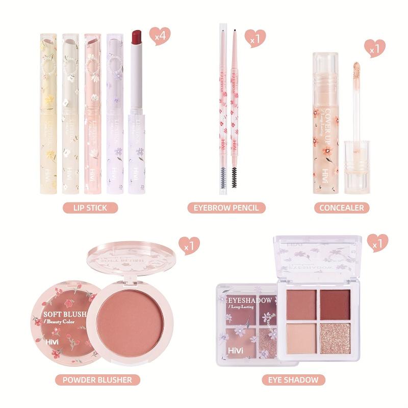 8pcs Makeup Kit Lipstick Concealer Eyeshadow Eyebrow Pen Blush Set
