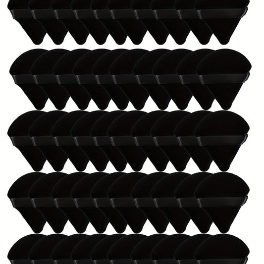 50pcs Triangle Velvet Makeup Puffs with Container
