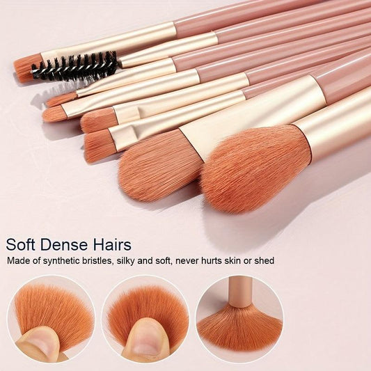 Mini Makeup Brushes Set 8pcs & 2ps Sponges Portable Soft Concealer Brush
