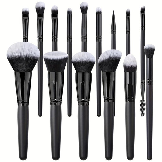 15pcs Makeup Brush Set Long Handle Soft Synthetic Fiber