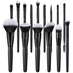 15pcs Makeup Brush Set Long Handle Soft Synthetic Fiber