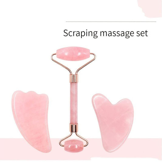 Rose Quartz & Jade Roller Set for Facial Massage & Skin Care