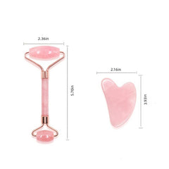 Rose Quartz & Jade Roller Set for Facial Massage & Skin Care