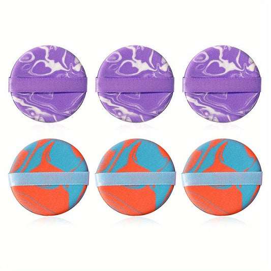 6pcs Air Cushion Powder Puffs - Makeup Sponges with Strap