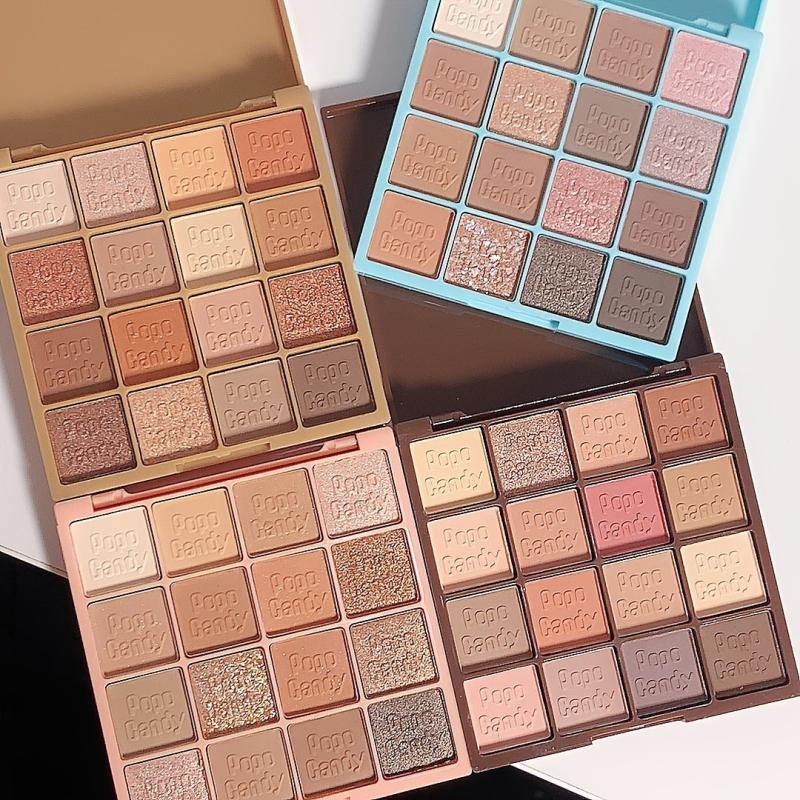 16 Shades Neutral Eyeshadow Palette Creamy and Blendable Brown Colors