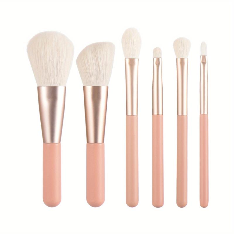 6pcs Travel Wooden Handle Makeup Brush Set with Portable Case