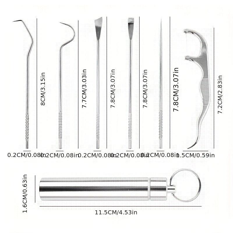 Portable Stainless Steel Toothpick Set for Camping - 7pcs