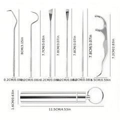 Portable Stainless Steel Toothpick Set for Camping - 7pcs
