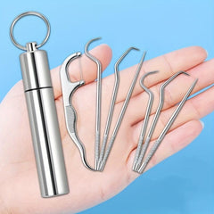 Portable Stainless Steel Toothpick Set for Camping - 7pcs