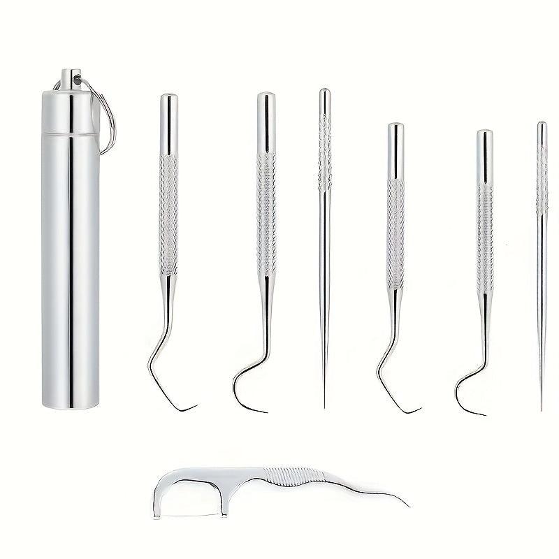 Portable Stainless Steel Toothpick Set for Camping - 7pcs