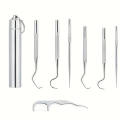 Portable Stainless Steel Toothpick Set for Camping - 7pcs