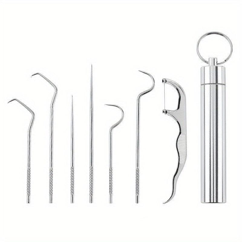 Portable Stainless Steel Toothpick Set for Camping - 7pcs