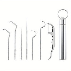 Portable Stainless Steel Toothpick Set for Camping - 7pcs