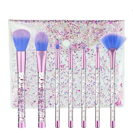 7 Piece Glitter Handle Makeup Brush Set for Travel & Gifting