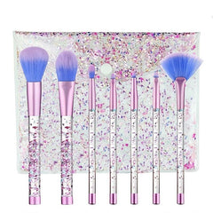 7 Piece Glitter Handle Makeup Brush Set for Travel & Gifting