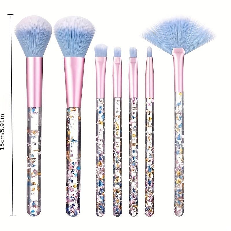 7 Piece Glitter Handle Makeup Brush Set for Travel & Gifting